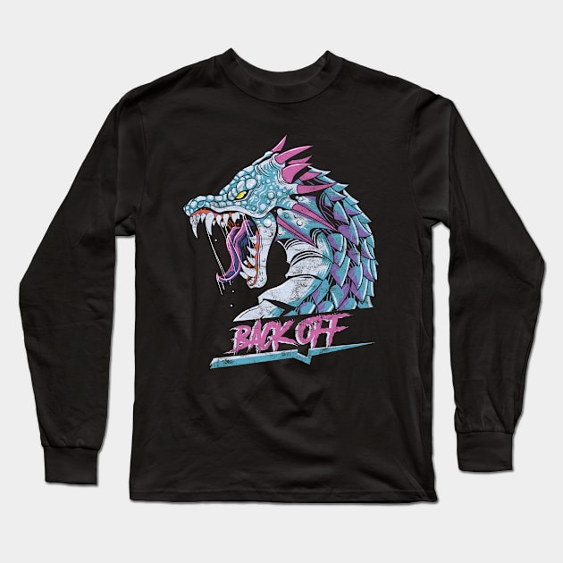 Distressed Back Off Dragon Long Sleeve T-Shirt by Golden Eagle Design Studio